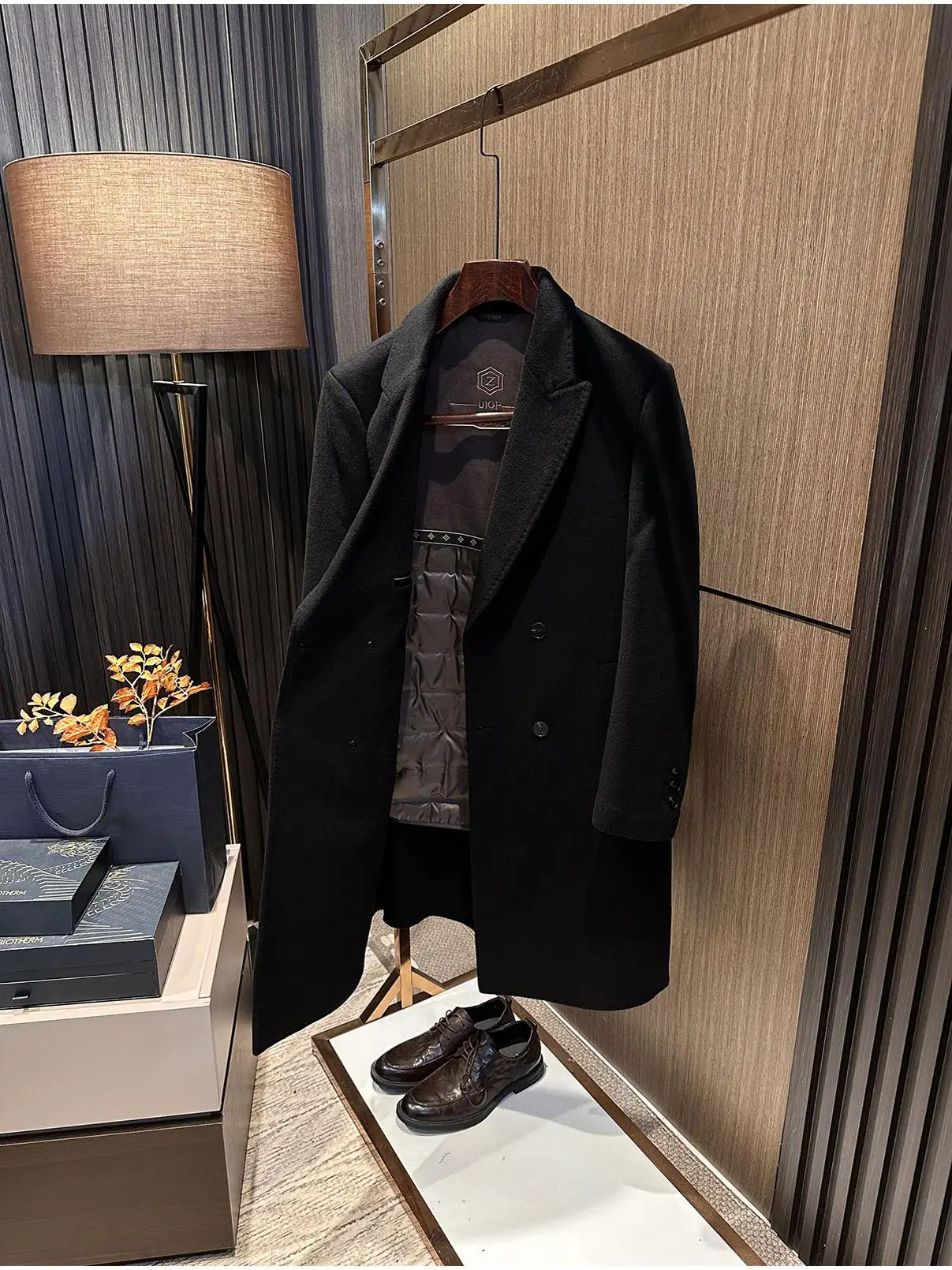 

Ele Long Men's Woolen Coat with Goose down Inner Liner Double Breasted Tweed Woolen Coat Busin Gentleman Sle Winter ...