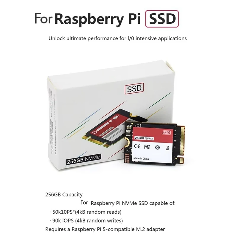 Для Raspberry Pi 256 ГБ SSD-комплект M.2 HAT + NVME SSD, совместимый с Pcie Gen3 для Raspberry Pi 5