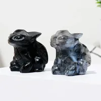 30mm Natural Stones Carving Toothless Flying Dragon Ornament Healing Crystal Animal Figurine Crafts Gifts Home Decoration