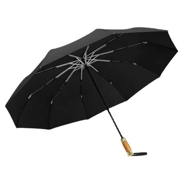 1 SZTUK 133 CM Luksusowy automatyczny parasol przeciwsłoneczny z drewnianą rączką, męski biznesowy składany wiatroodporny parasol prezentowy z ochroną UV
