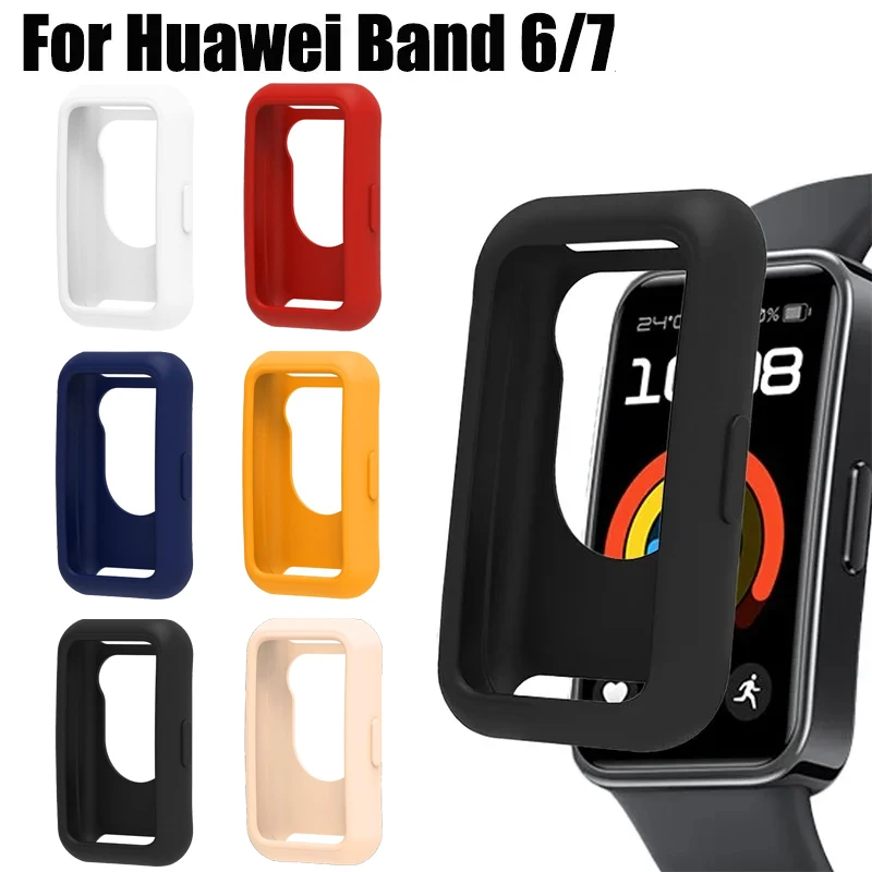 Silikon-Schutzhülle für Huawei Band 7 6, kratzfeste Abdeckung, Stoßstangenschutz für Huawei Band 6 7, Uhrenzubehör