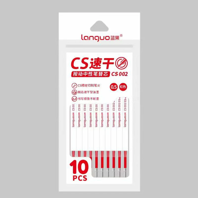 10pcs ปากกาเจลเติม CS TIP Quick-DRY GEL ปากกาลายเซ็นปากกาปากกาลูกลื่น 0.5 มม.สีดํา/สีแดงเติมโรงเรียนศึกษาเครื่องเขียน