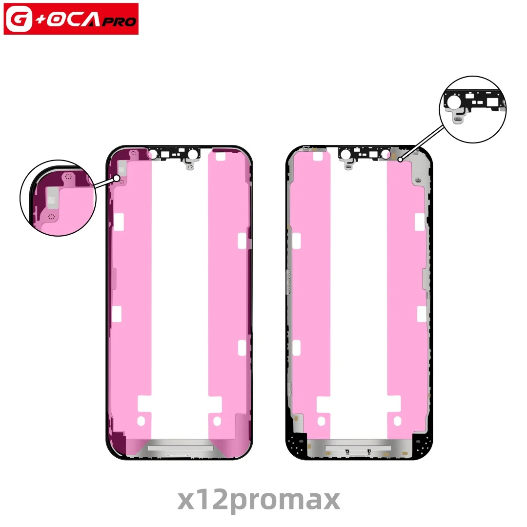5 szt. G+OCA Pro do iPhone 11 Pro 12 13 Mini 14 15 16 Pro Max Wysokiej Jakości Ramka Przednia z Taśmą Klejącą, Środkowa Ramka LCD — zdjęcie produktu 3
