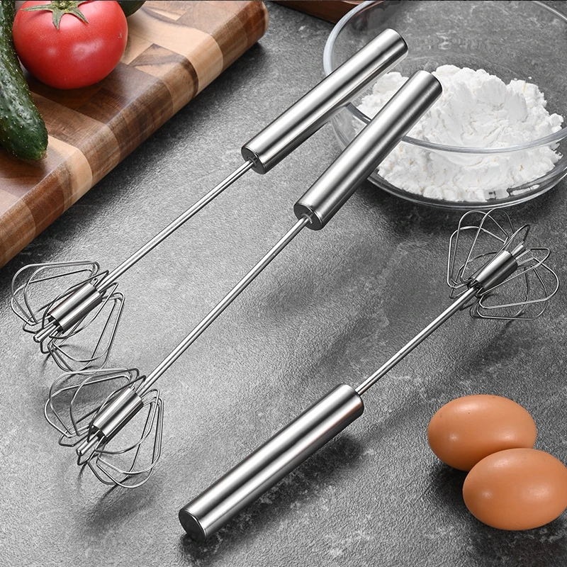 Stainless Egg Beater Semi-automatic Rotating Manual Egg Stiring Cream Whisk Hand-held Mixer Kitchen Baking Gadgets