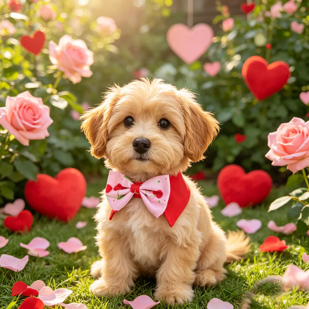 1 PC Valentine's Day Pet Bow Tie, Cat Dog Red Triangle Scarf Bow Collar, Pet Holiday Photo Prop Decorations