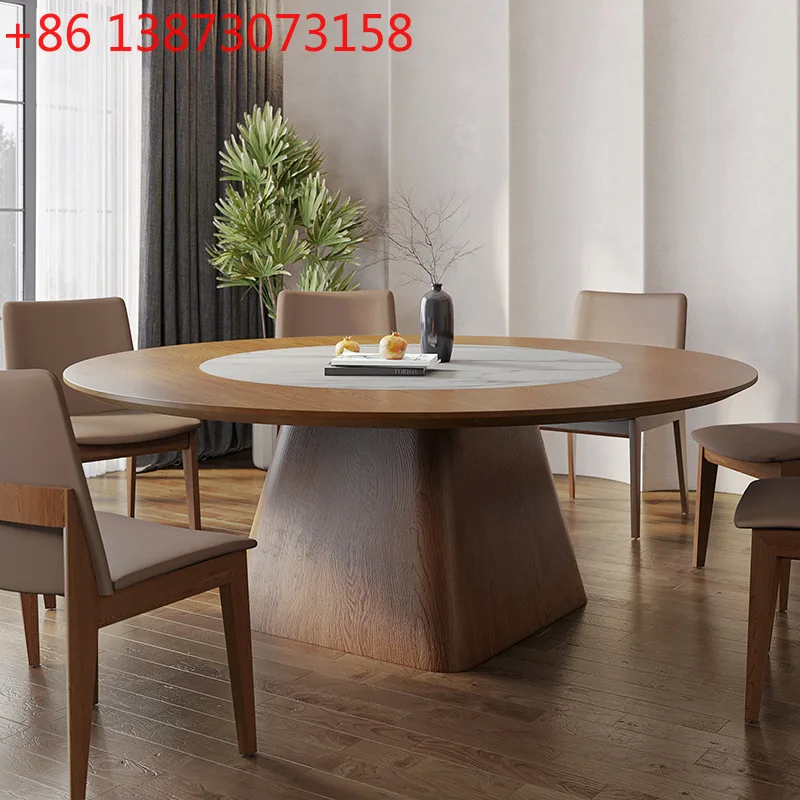 

Большой круглый обеденный стол 1,8 метра, 12 человек, бытовой, из массива дерева, ореха, цвет ленты, встроенный проигрыватель, круглый стол, китайский ла