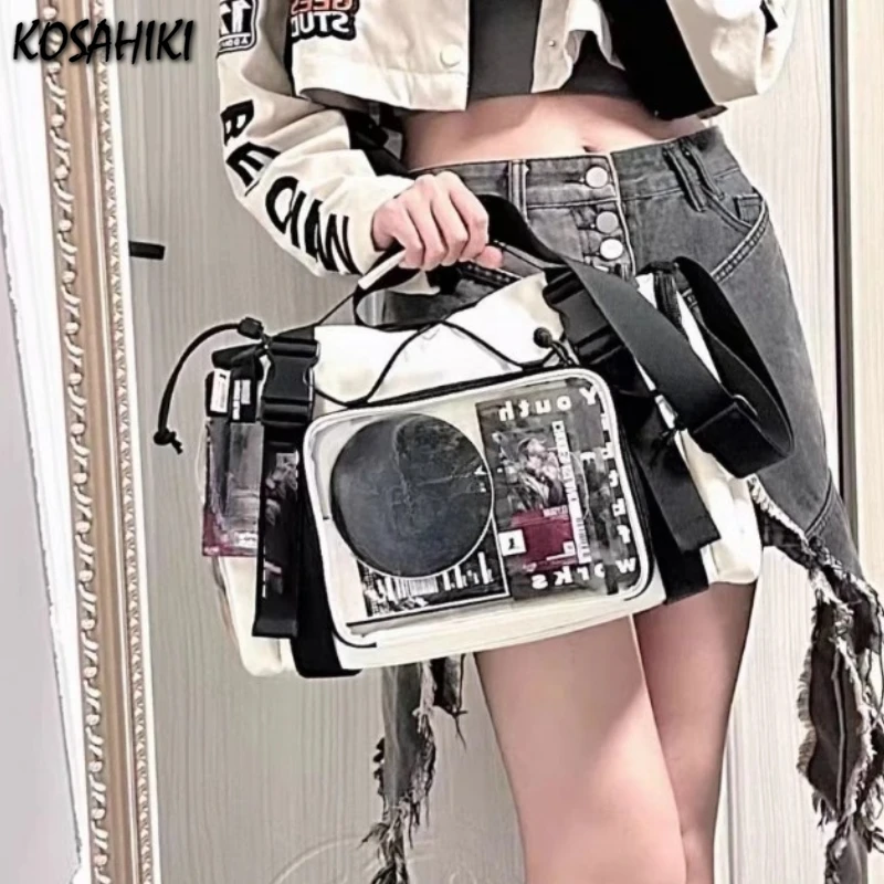 

Повседневные дорожные сумки на плечо контрастного цвета в стиле пэчворк, прозрачные винтажные простые сумки Ita, универсальные женские универсальные рюкзаки