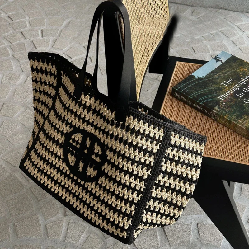 Straw Handmade Weave Large Capacity Tote Bags For Women Luxury Designer Handbag Purses 2024 New In Casual Summer Beach Shoulder