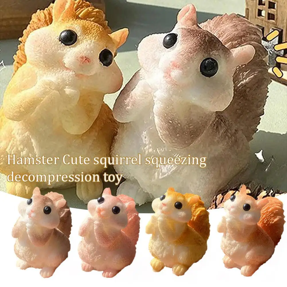 Lovely Simulation Squirrel Gift Squeeze Toy Mochi Stress Relief Toy Reduce Stress Decompression Fidget Toy Boys Party Favors