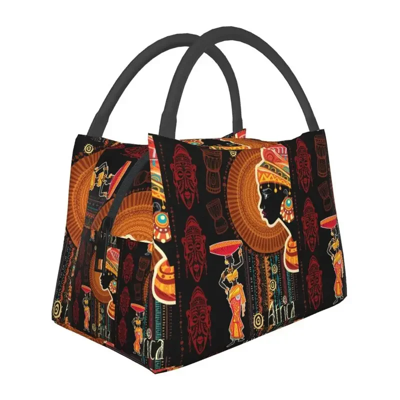 Abstract African Tribal Women Lunch Boxes Women Africa Style Cooler Thermal Food Insulated Lunch Bag Travel Work Pinic Container