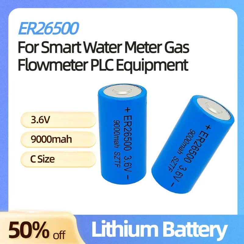 

ER26500 3.6V 9000mAh C Size for Smart Water Meter Gas Flowmeter PLC Equipment Non-rechargeable Primary Lithium Battery