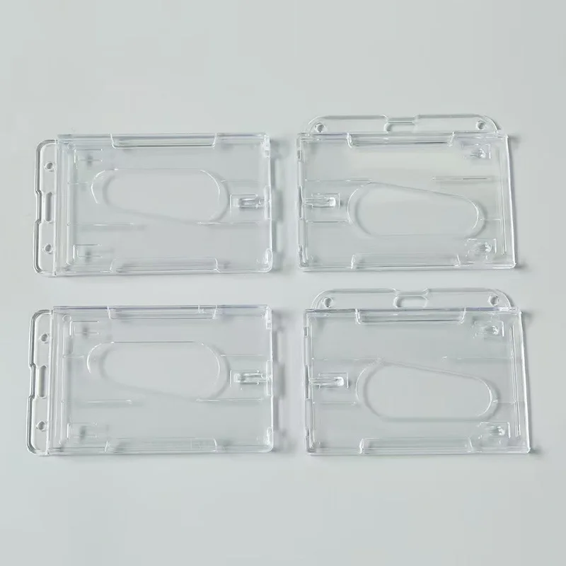 2pcs Hard Plastic Badge Holder Double Card Transparent Vertical Hard Plastic Multi Card ID Badge Holder Credit Multi