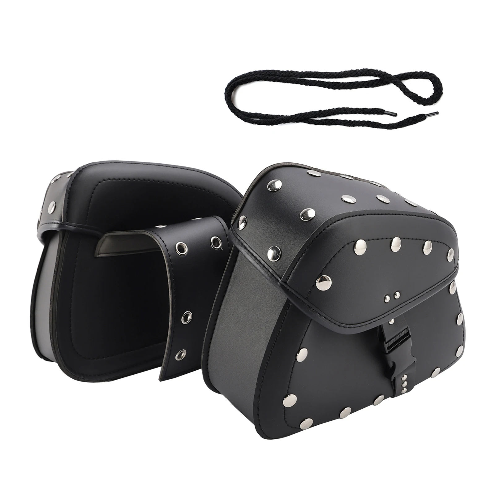 

Universal Saddlebag Side Storage Tail Bag Pu Luggage Black 22L For Motorcycle