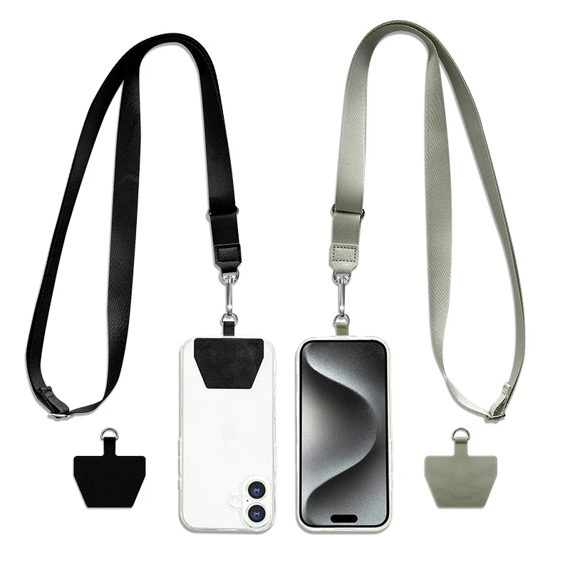 Durable Woven Phone Lanyard Adjustable Neck Crossbody Strap Universal Phone Tether with Patch Anti-Lost Chain for iPhone Samsung