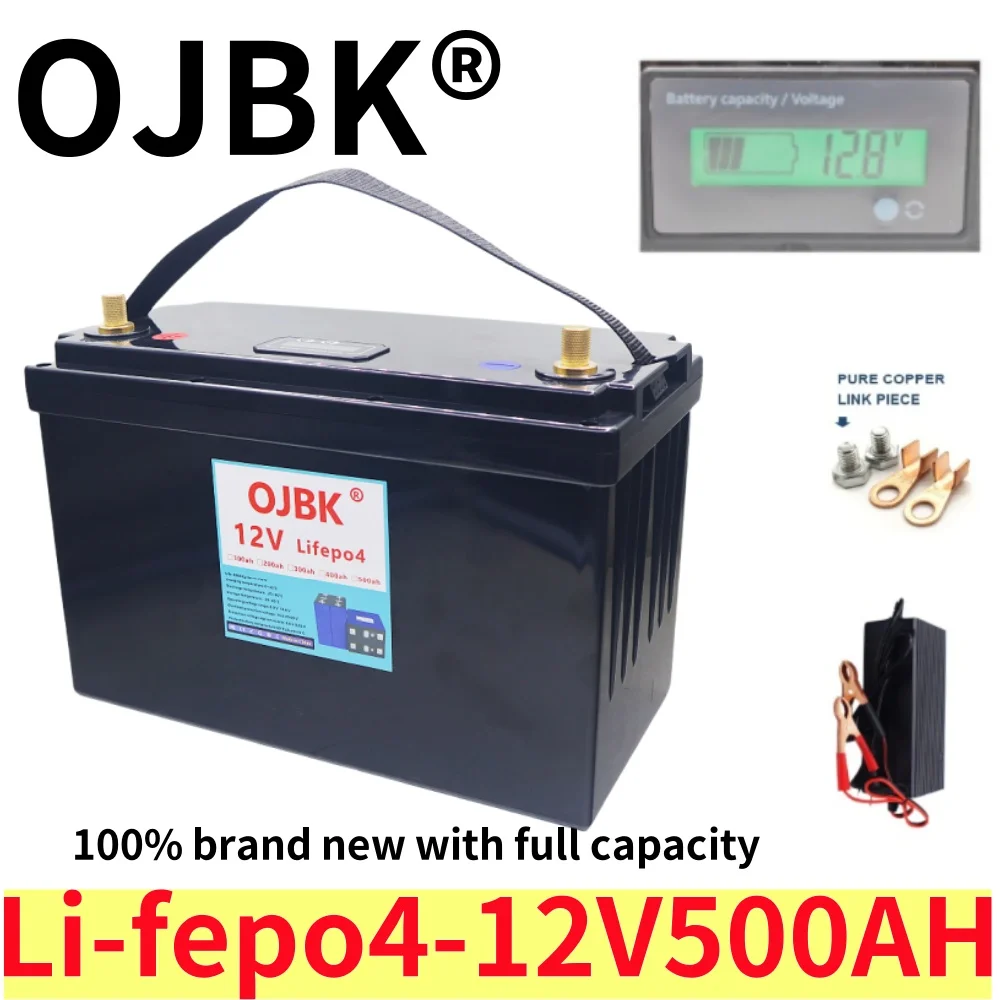 

12V500AH LiFEPO4 500AH lithium iron phosphate battery with integrated BMS for golf cart solar cycle+power display+charger