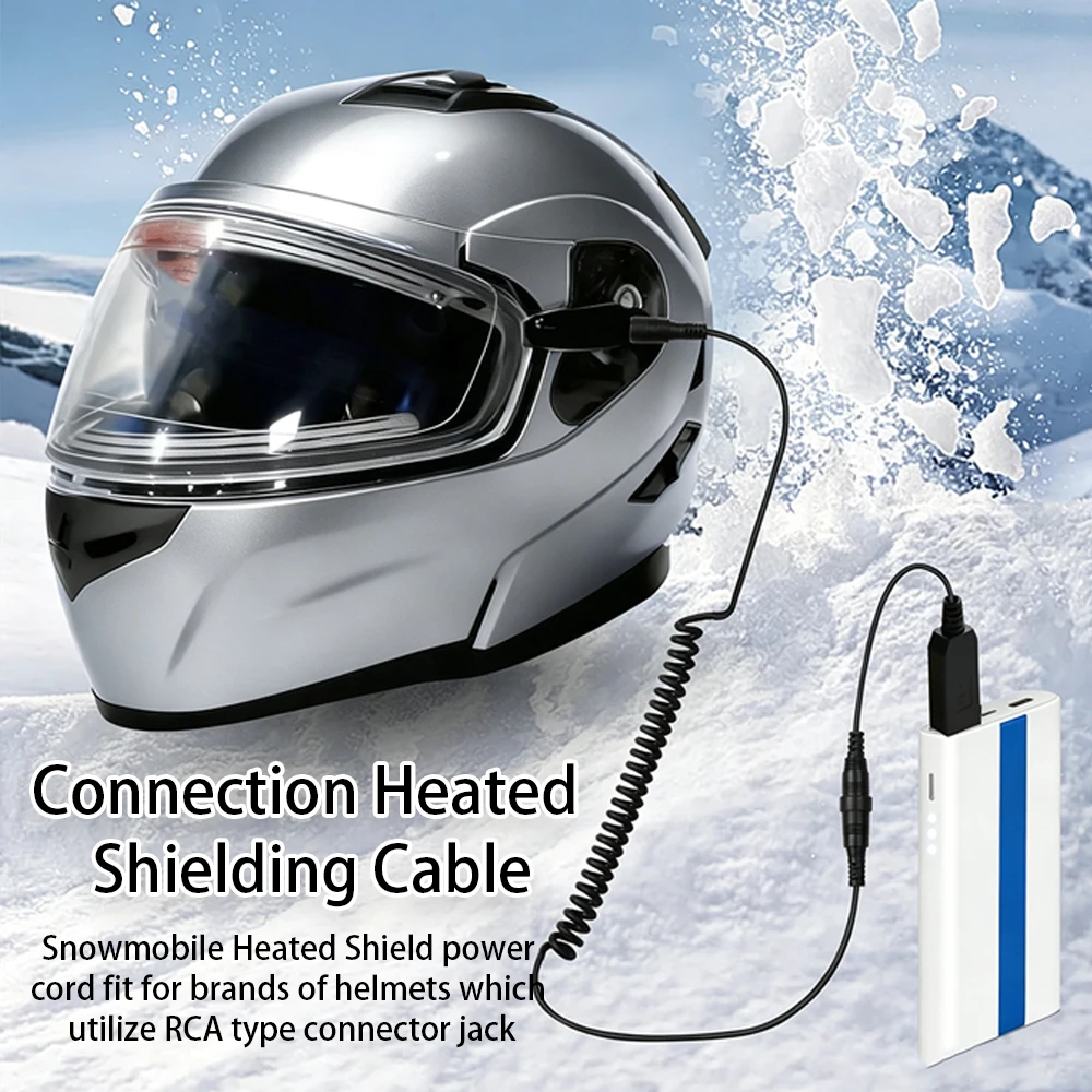 Electric Shield Heated Snowmobile Helmet Heated Shield Cord Built-in DC-DC boost module for by a power bank or a car USB port