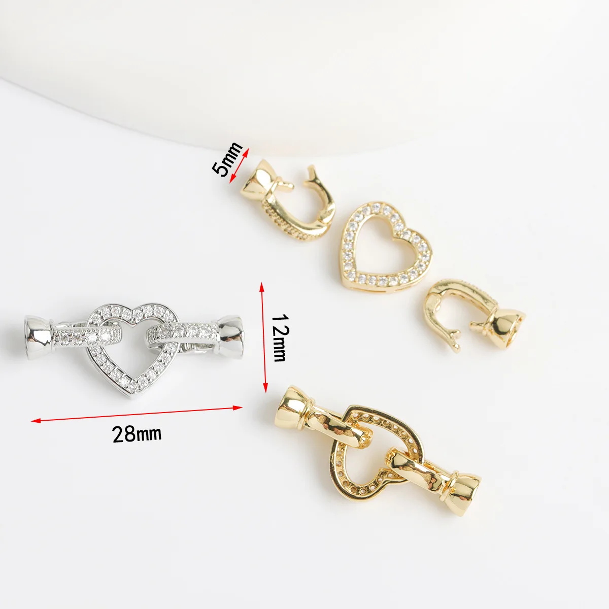 1 Pcs Copper Gold-plated Zircon Love Pearl Necklace Bracelet Connecting Buckle DIY Jewelry Making Material Accessories Wholesale