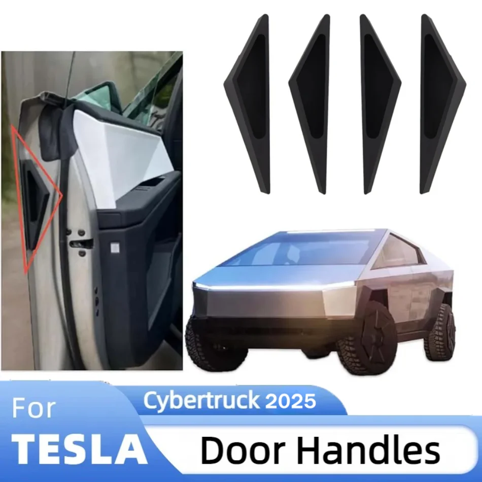 

4pcs Silicone Hidden Door Handle for Tesla Cybertruck 2024-2025 Anti-Fingerprint Door Closer Handle Car Interior Accessories