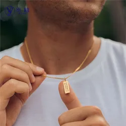 Stainless steel long engraved necklace, family name coordinates, simple accessories, manufacturer wholesale