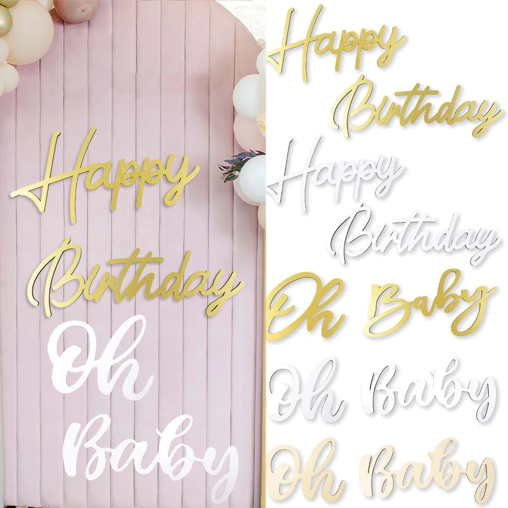 Oh bébé lettre en bois signe joyeux 1er anniversaire fête décoration bois autocollant mural garçon fille bébé douche mur fond décor