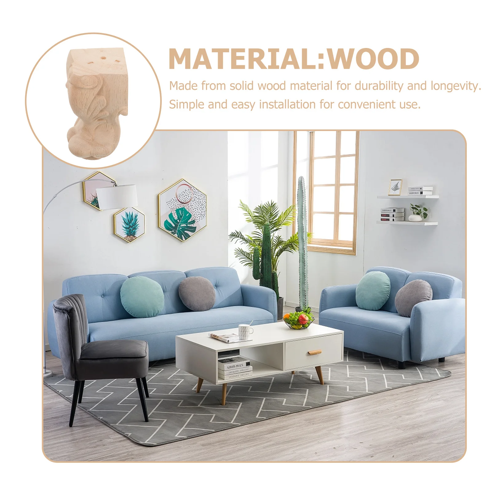 

4pcs Short Wooden Table Legs Replacement For Furniture Chair Leg Extender Dresser Sofa Feet Solid Wood Furniture Legs European