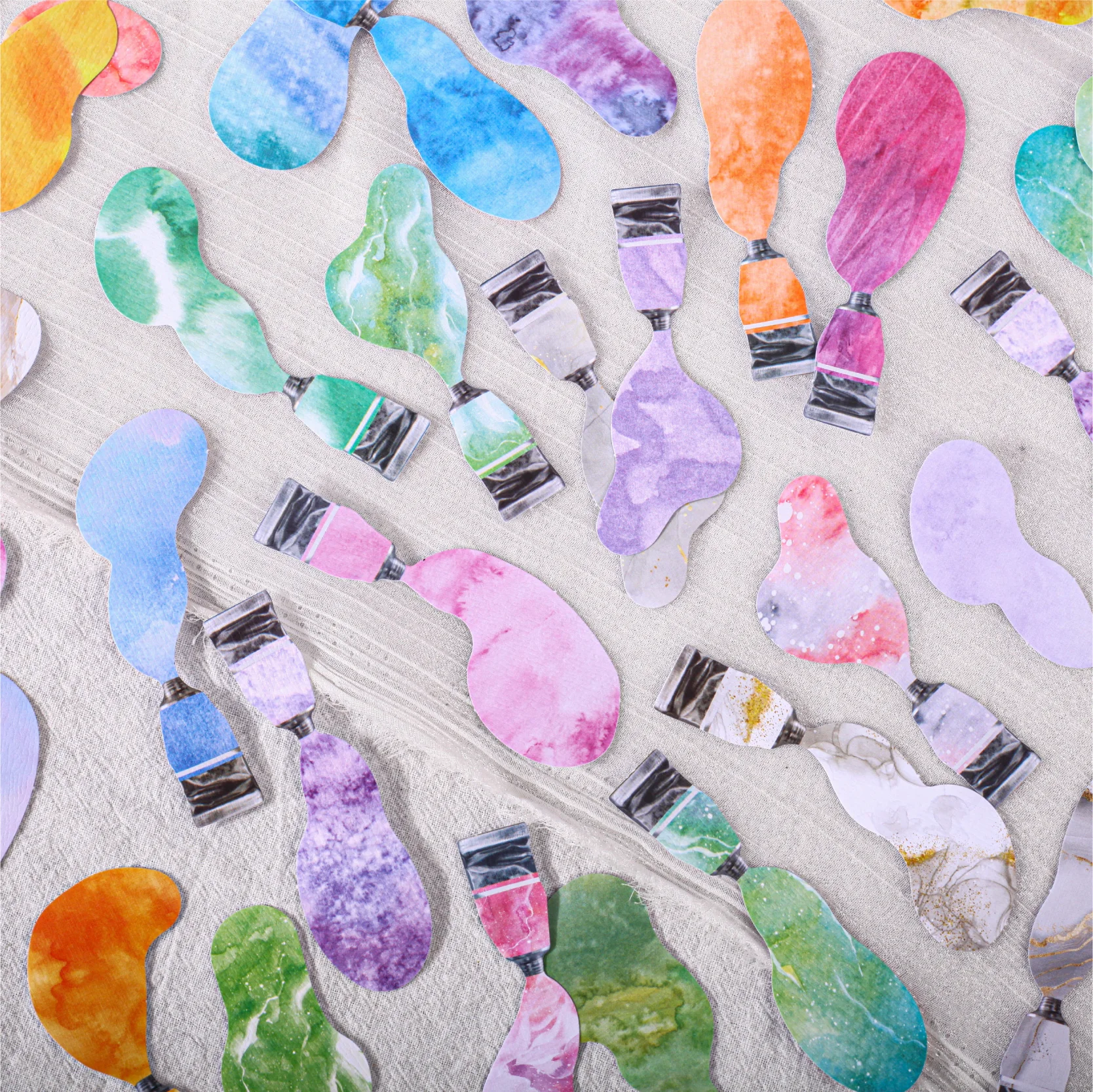 6 Style Pigment Series Sticker Colorful Super Strong Texture Scrapbooking Diary Journal Decor Material Self-Adhesive Sticker