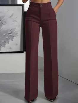 High-Waist Draped Straight Formal Pants 3 New 2026 Women's High-Waisted Draped Straight-Cut Suit Pants Simple European American Cross-Border Fashion for Women 3
