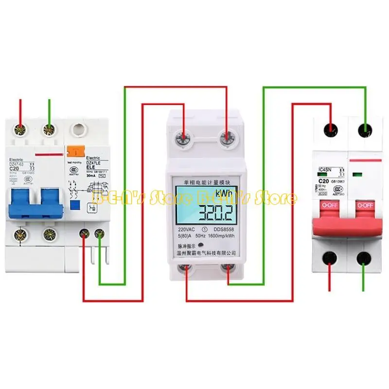 Y1AD Single Phase Energy Meter Electricity Usage Monitor kWh Din Power Meter