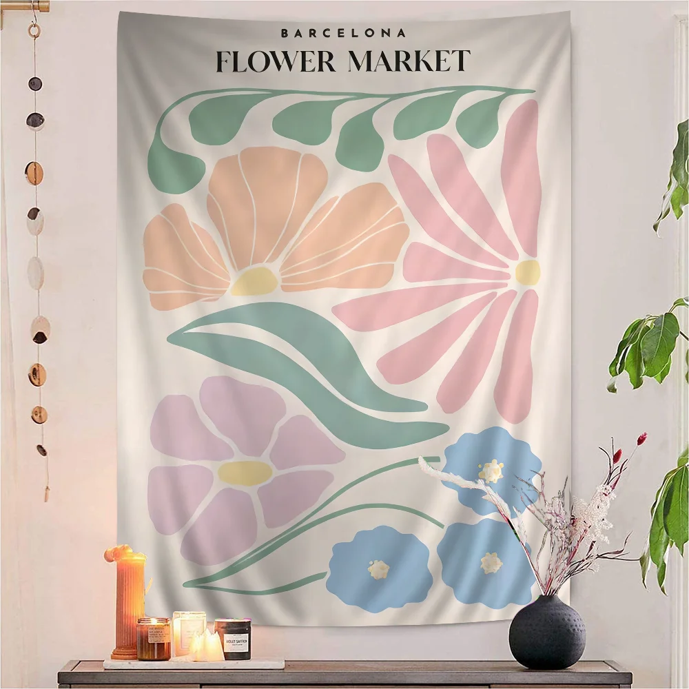 Flower Market Wall Art Colorful Colorful Tapestry Wall Hanging Home Decoration Hippie Bohemian Divination Wall Art Decor