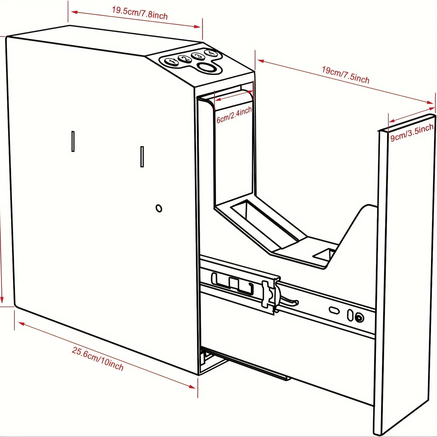 Cassaforte per pistola con cursore biometrico per comodino, scrivania, lato letto, camion - Cassaforte per pistola a mano con porta scorrevole automatica per impronte digitali per pistola