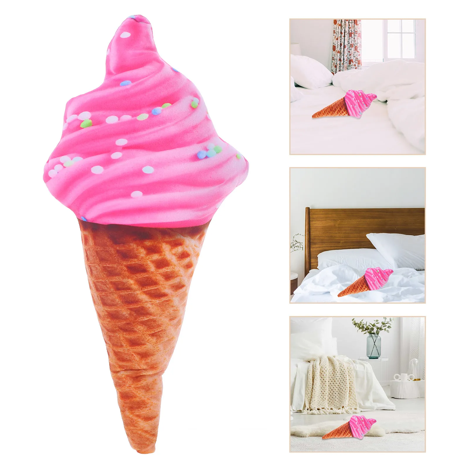 

Ice Cream Pillow Cute Soft Stuffed Sofa Throw Pillow Home Office Car Decor Comfortable Cushion Ice Cream Cone Cushion