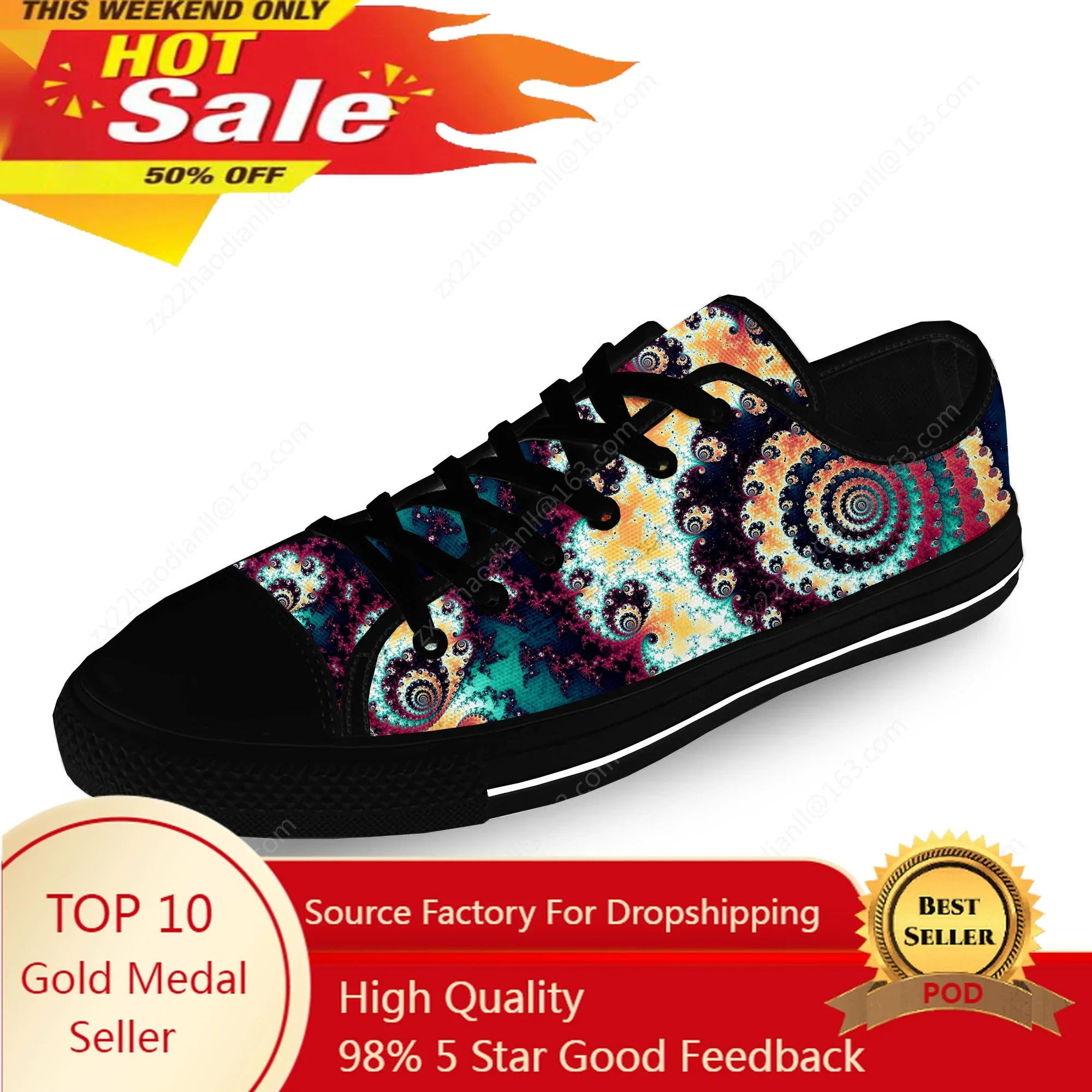 Fractal Dawn Graphic Funny Cool Casual Cloth Fashion 3D Print Low Top Canvas Shoes Men Women Lightweight Breathable Sneakers