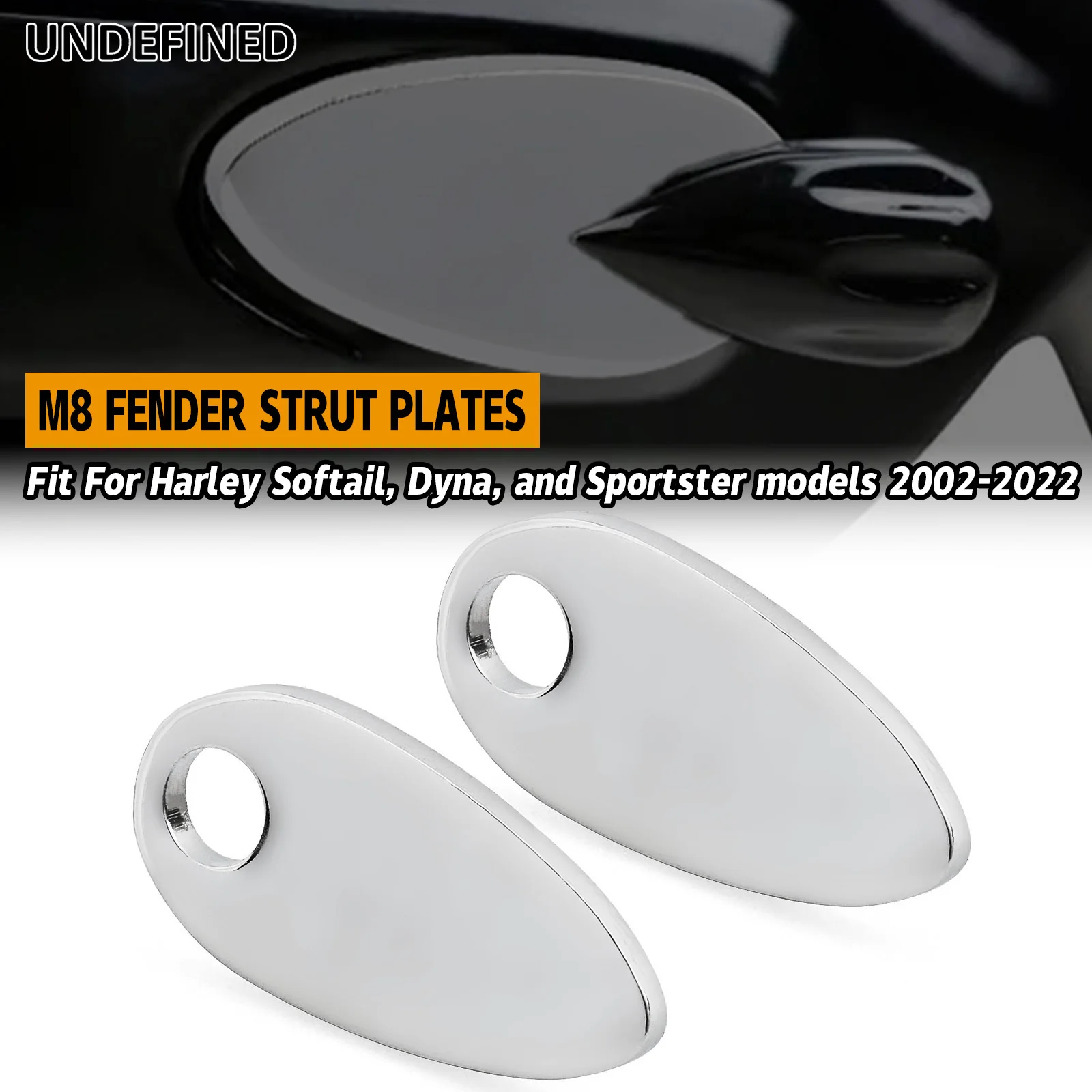 Fender Strut Turn Signal Adapters Plates Chrome Black M8 For Harley Softail Dyna Sportster Models 2002-2022