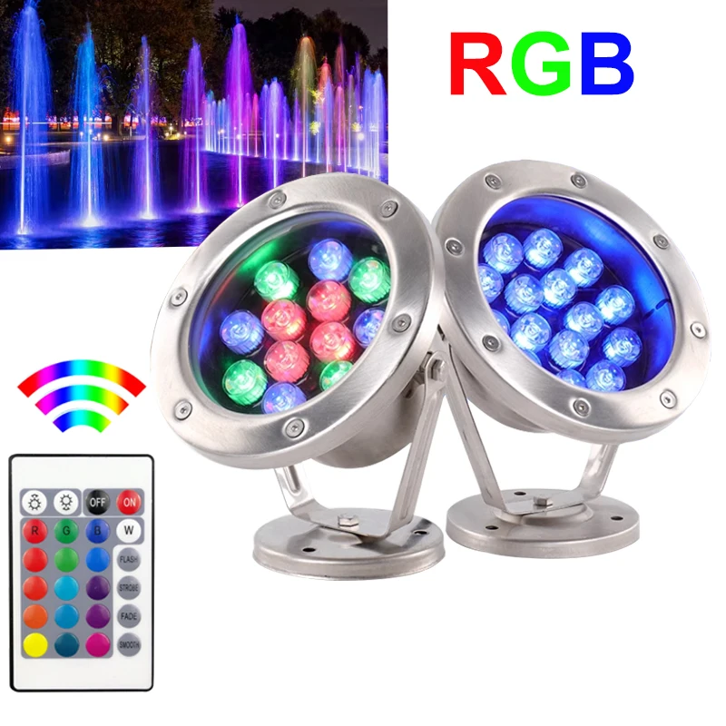 remote control RGB LED Underwater Aquarium Pool Fish Tank Spot Light IP68Fish Tank Pond Pool Garden Landscape Decorative Lightig