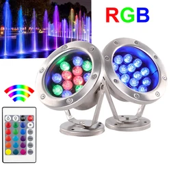 remote control RGB LED Underwater Aquarium Pool Fish Tank Spot Light IP68Fish Tank Pond Pool Garden Landscape Decorative Lightig