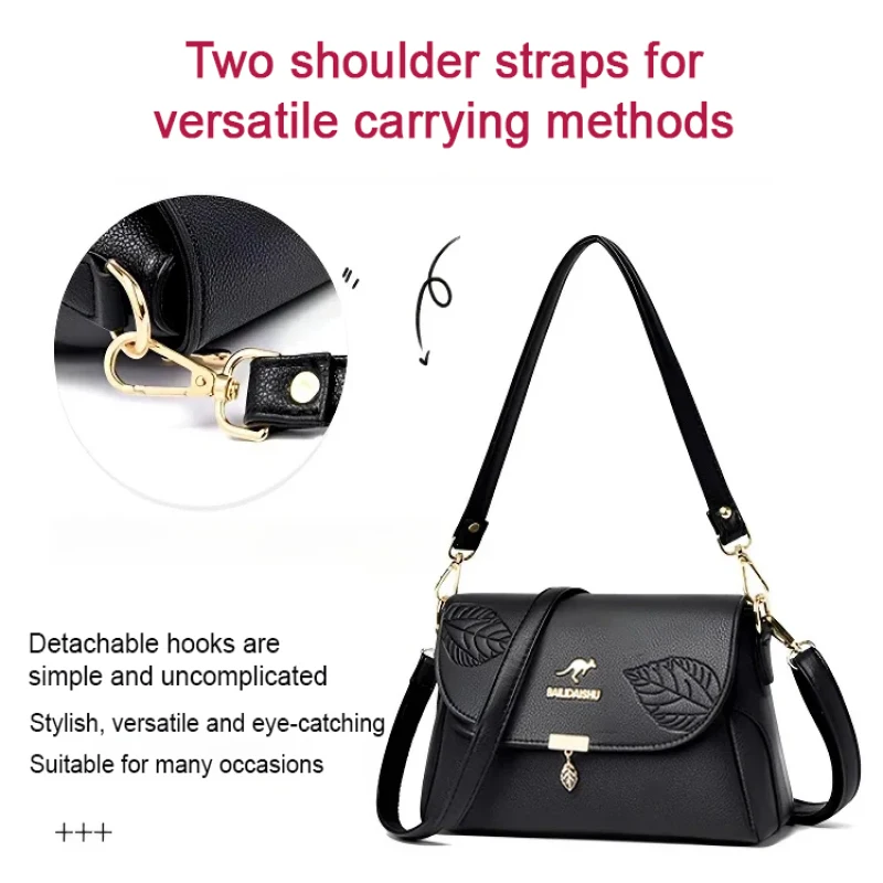 Leather Large Capacity bag Shoulder Crossbody Bag Korean style women\'s simple Small Square Bags