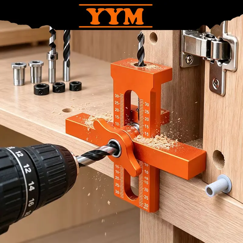 2 in 1 Cabinet Door Installation Positioner 6/8/10mm Rebounder Punched Mounting Jig Wardrobe Cabinet Panel Install Tool