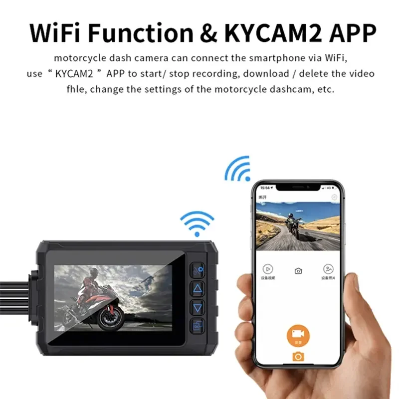 3 인치 듀얼 1080P 방수 오토바이 DVR GPS 대시 캠 WiFi 전면 및 후면 렌즈 블랙 박스 비디오 레코더 새로운 조건