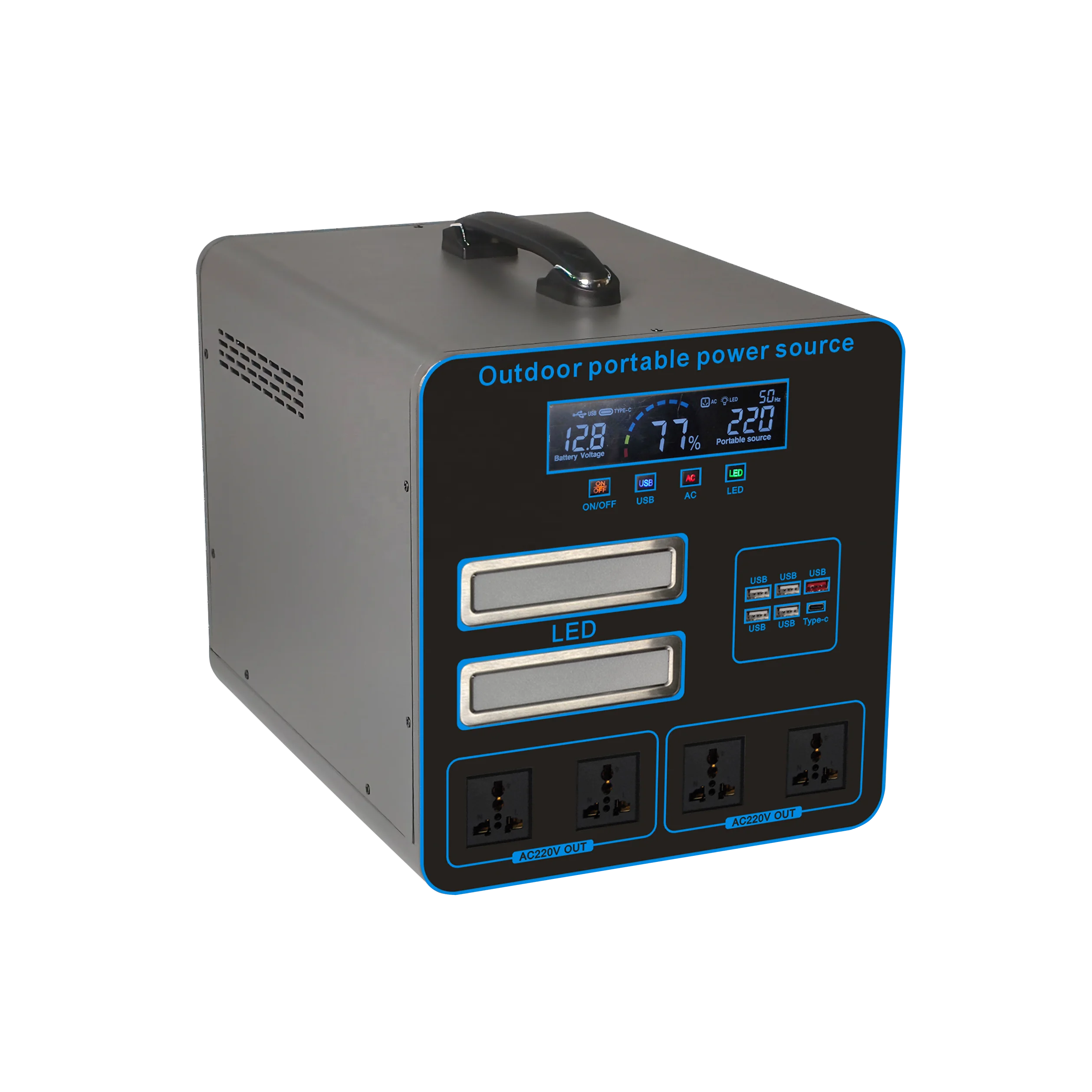 

Портативная электростанция 1200 Вт, 2560 Вт·ч, 12 В, солнечный генератор, LiFePO4 аккумулятор, автономное питание для автодомов, кемпинга, активного отдыха и дома