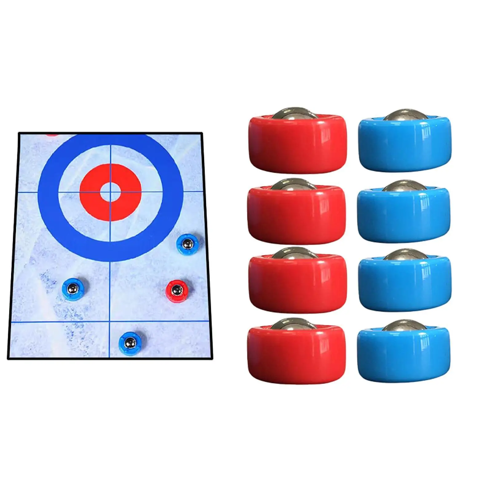 Red Blue Shuffleboard Pucks 19 Mm PP Material Portable Mini Curling Game Set for Home Table Play