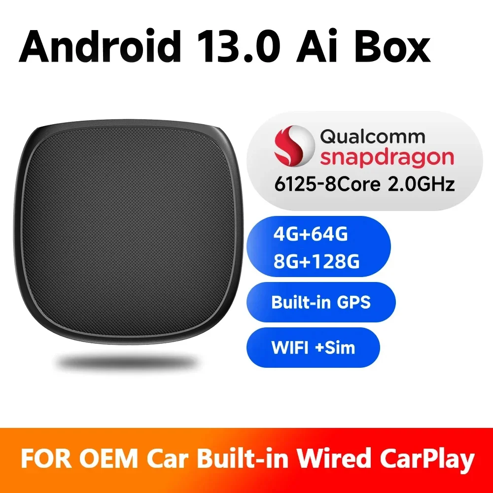 

CarPlay Ai Box 8+128G Android 13 Wireless Carplay Android Auto QCM6125 8-Core CPU 4G LTE for VW Audi Kia Fiat Seat Car Play Box