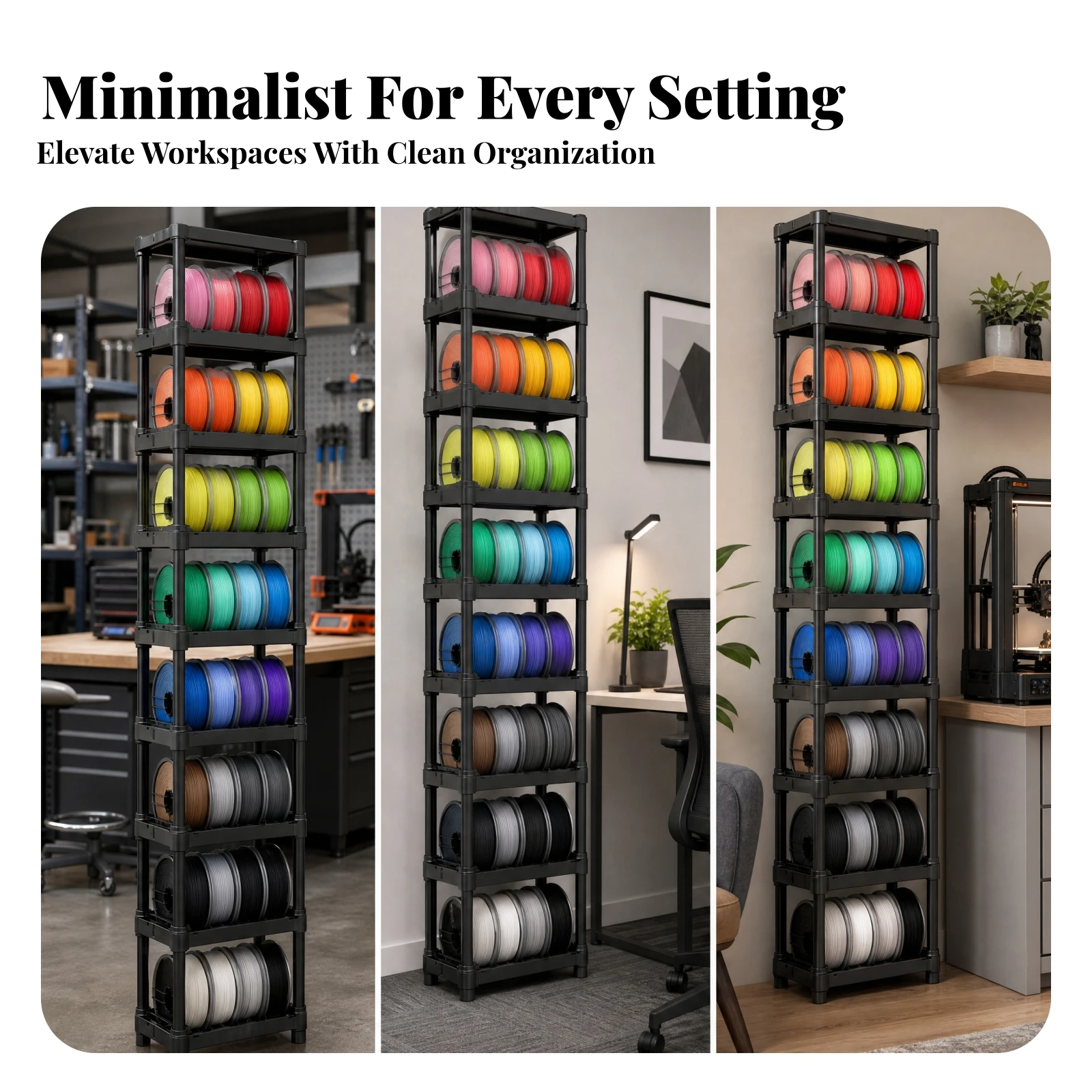 

3D Printer Filament Storage Rack Multi-Level 9-Tier Spool Rack Freestanding Filament Organizer Vertical