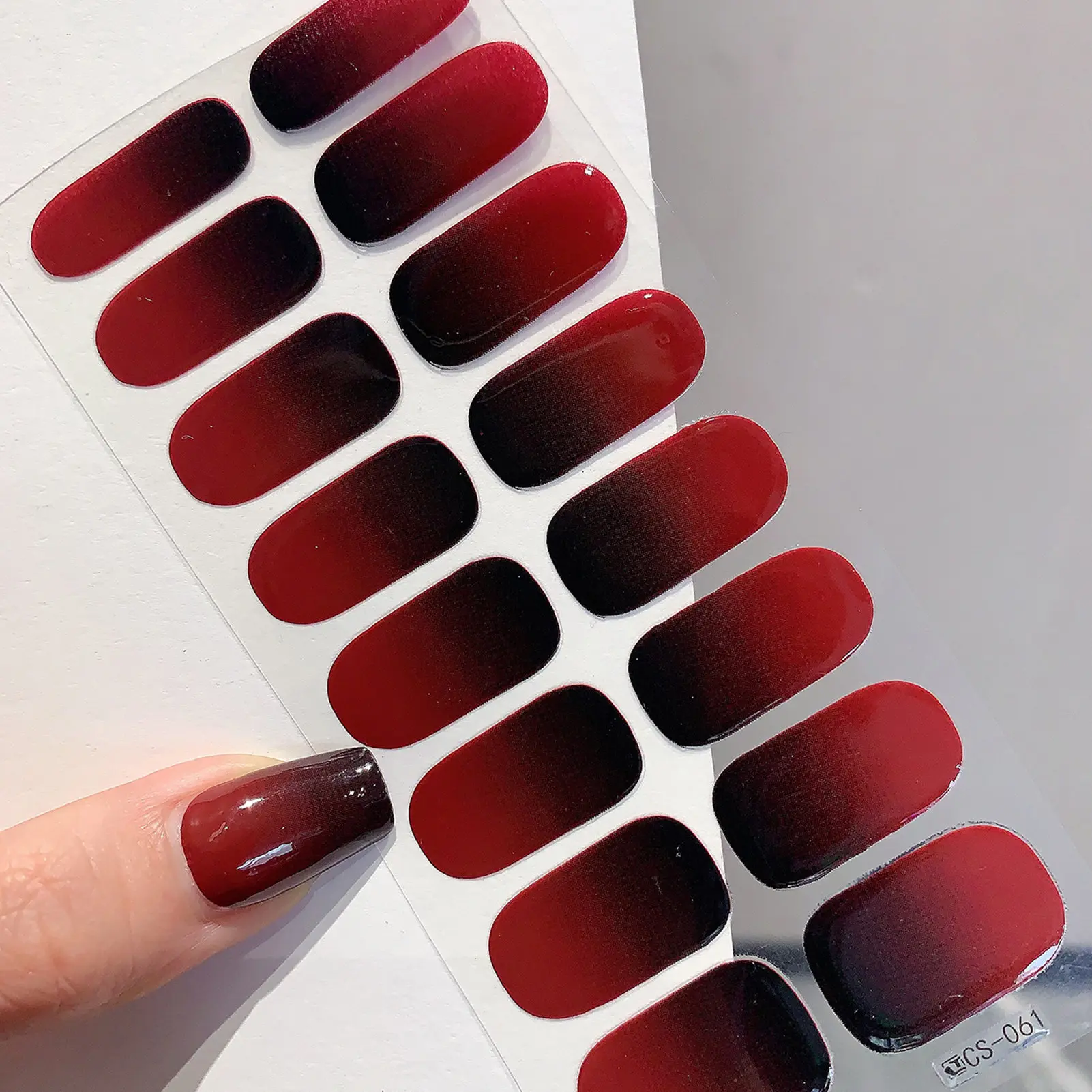 Gradient Semi Cured Gel Nail Strips Stickers DIY Self-Adhesive Glossy Nail Wrap Decals for DIY Manicure Women Girls