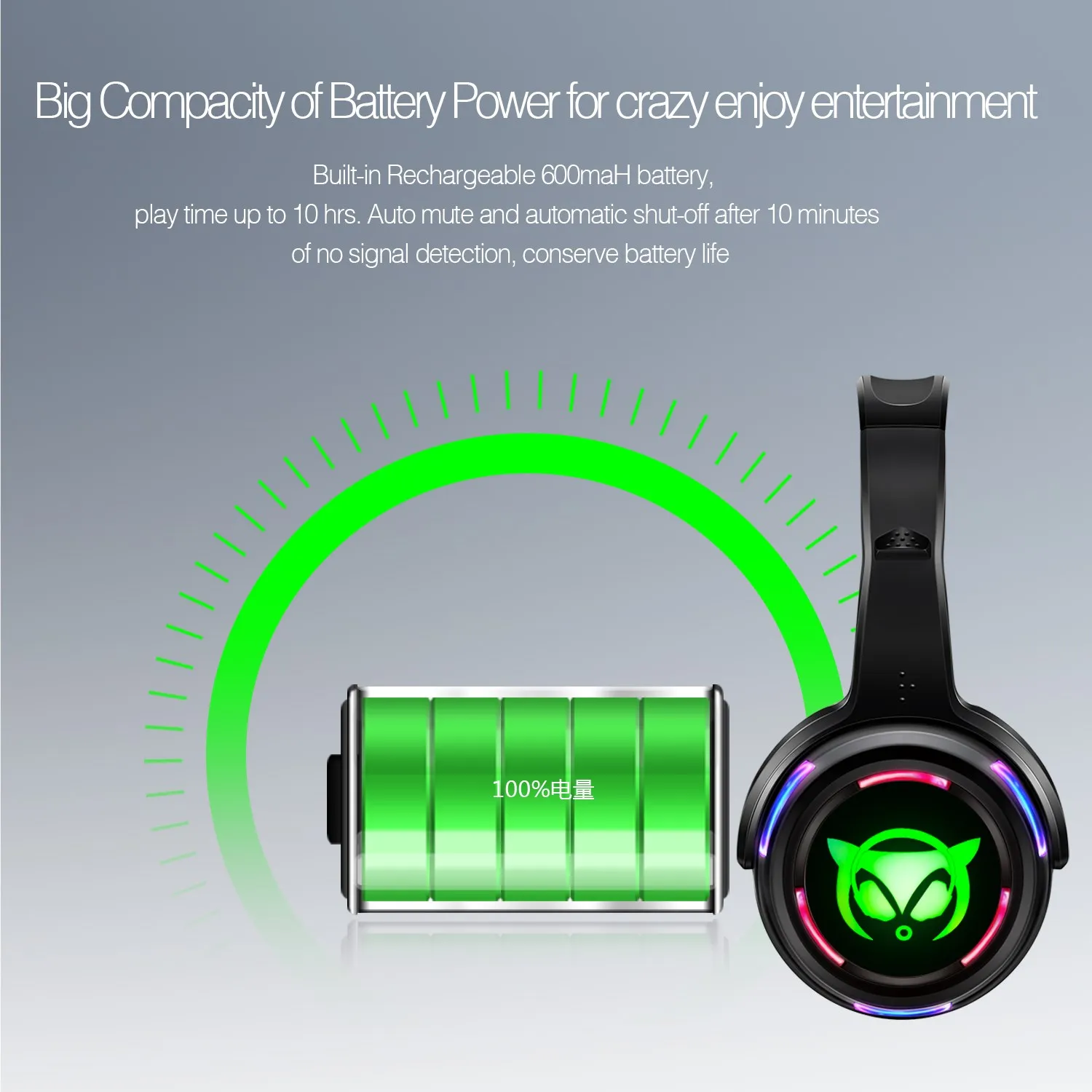 Rechargeable Silent Disco LED Wireless Headphones With Light LOGO Bundle  with 10pcs Headsets 1 Transmitter