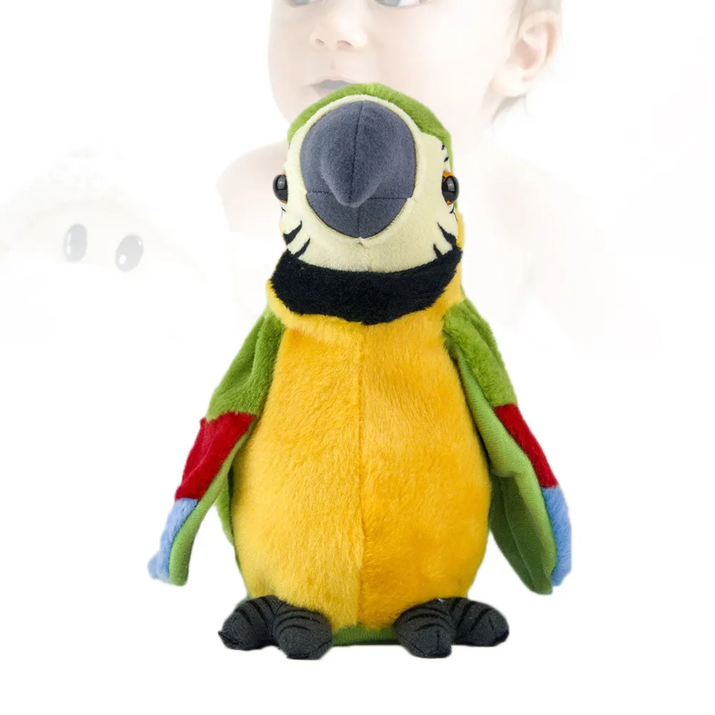 

Электрический говорящий попугай зеленого цвета для раннего развития детей, с вращающейся головой и движущимися крыльями, интерактивная игрушка