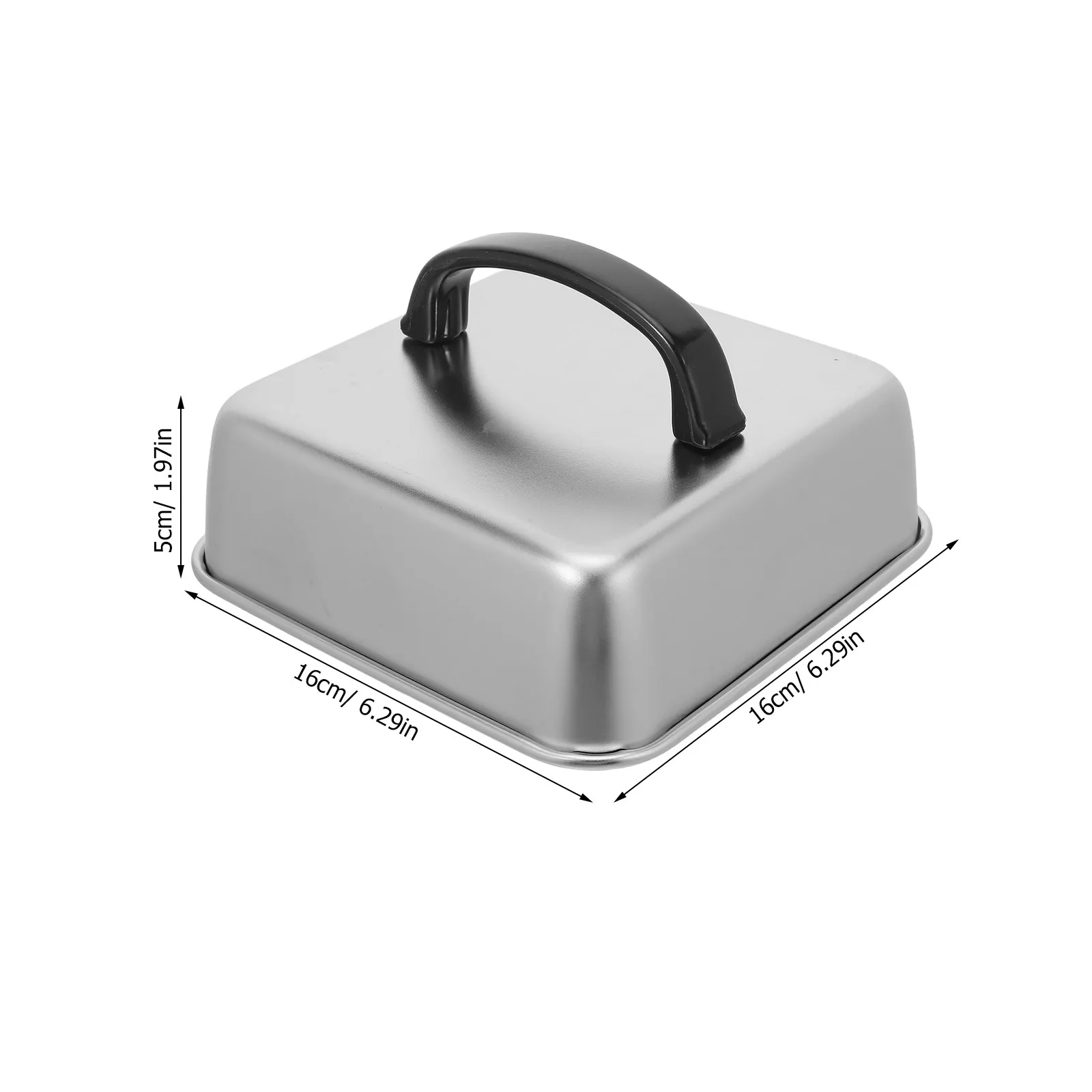 Square 6 Inch Grill Cover Stainless Steel Basting Dome Cheese Melting Steaming Lid Ergonomic Handle Griddle Splatter Guard
