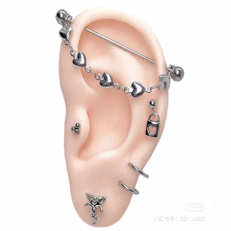 Pendientes Industrial Piercing Accessories Helix Jewelry Straight Industrial Earrings Cartilage Ear Studs 20g 16g Body Pircing