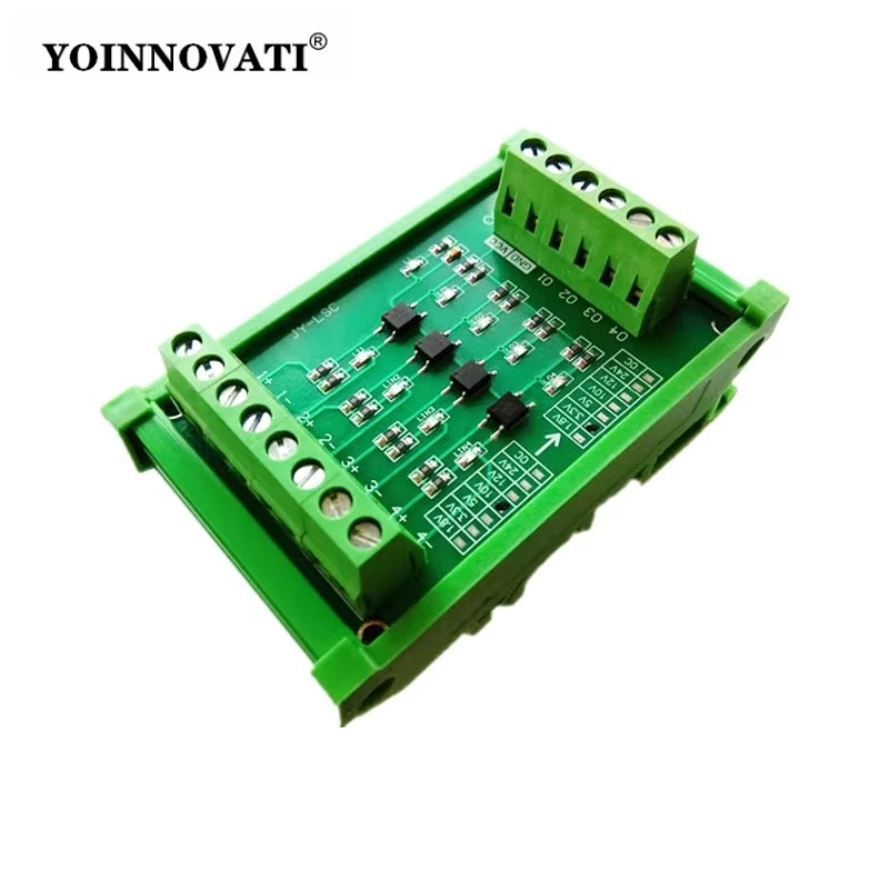 

4-Channel Optocoupler Isolation Board, 0-24V Level Converter for PLC Signal & 3.3V/5V/12V Voltage Conversion