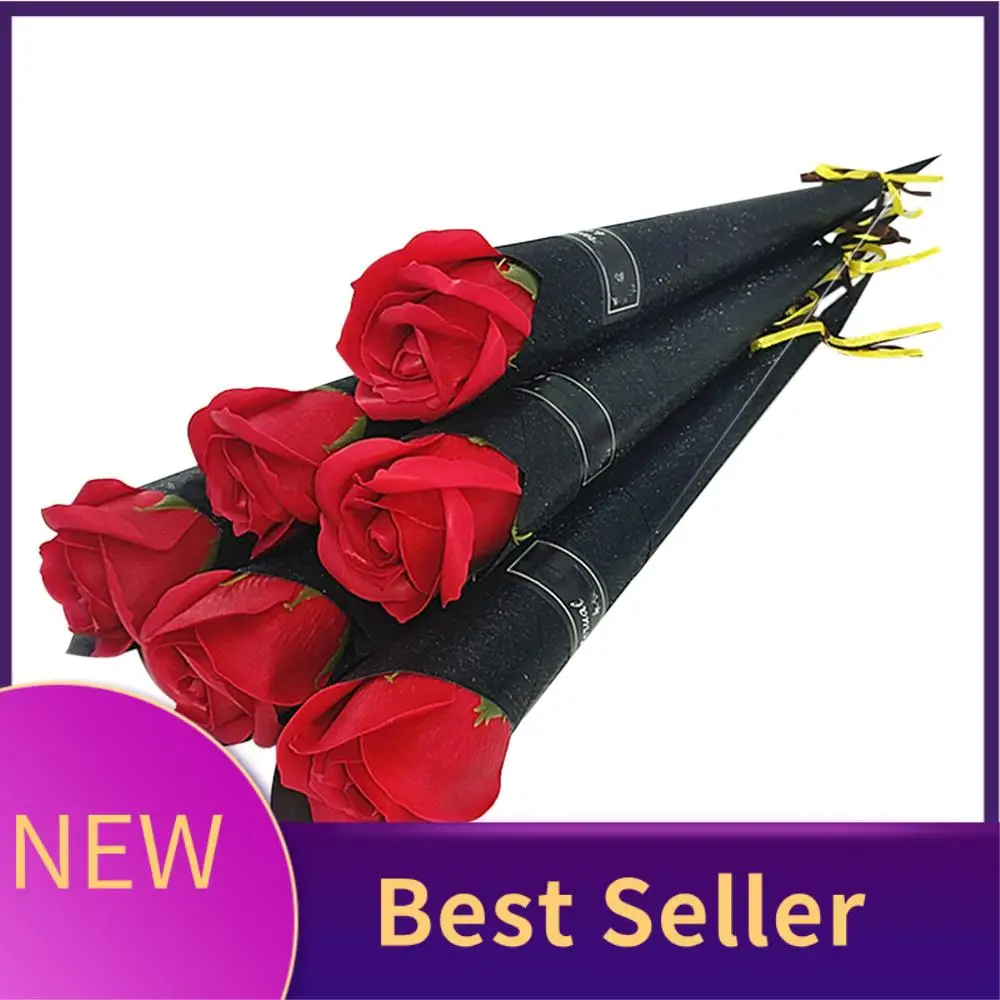 

B46C 10Pcs Single Rose Simulation Korean Rose Soap Flower Valentine's Day Gift Soap Roses Single Artificial Soap Flower