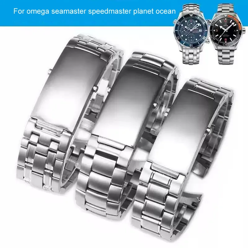 Quality 316L  Silver Stainless steel Watch Bands Strap For omega seamaster speedmaster planet ocean Belt 20mm watch accessories